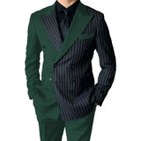 Riolio  Luxury Men's  Striped Suits Slim Fit Peak Lapel 2 Pieces Blazer and Pants Set for Wedding Prom  Evening Party