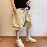 Riolio  Japanese Sle Casual Workwear orts Men's Summer Trendy Outdoor Wear Five-Quarter Loose Fit y Cargo orts