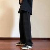 Riolio  Japanese Summer Boyfriend New Spliced Elastic Pocket Fashion Solid Color Comfortable Minimalist Casual Straight Leg Pants