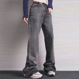 Riolio Harajuku Washed Vintage Straight Wide Leg Denim Pants Men and Women High Street Baggy Casual Flare Jeans Pants  Y2K Oversized