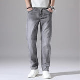 Riolio Cotton Stretch Jeans Business Casual Men's Thin Denim Jeans Grey Spring Summer Brand New Fit Straight Lightweight