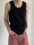 Riolio  Summer New Men's Ribbed Vest Loose Sleeveless Sports Base Layer