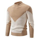 Riolio High Quality Men's New Autumn and Winter Casual Warm Color Block Sweater Knit Tops Man Clothes