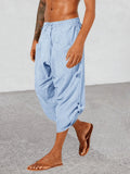 Riolio  Mens Linen Drawstring Harem Capri Pants Casual Beach Yoga Thai Pants