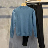Riolio  Half-turtleneck Sweater for Men, Long-sleeved Korean Style Trendy Knitted Sweater with Bottoming Shirt, Hong Kong Style Casual