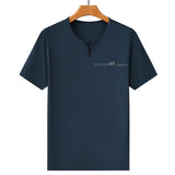 Riolio Silk V-Ne ort Sve T-irt Men's Pure Color Summer Ice Silk Feel High End Dad Clothes Faion Urban Busin Casual