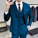 Riolio  Groom's Wedding Dress ( Jacket + Vest + Pants ) High End Brand Solid Color Men's Casual Business Office Formal Suit 3Pcs Sets