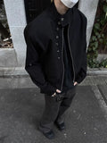 Riolio American Retro Multi-button Stand Collar Design Jacket Men Korean Hip Hop Coat High Street Hip-hop Solid Color Classic Jacket