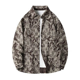 Riolio Lapel Collar Casual Shirt Jacket Retro Plaid Tie-dye Men's Cotton Shirt Coat Long Sleeve Casual Single Breasted 5Colors