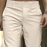 Riolio  Men Solid Color Corduroy Pants Mid-waist Slightly Flare Trousers American Retro High Street Straight-leg Daily Casual Pant S-3XL