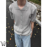 Riolio Korean style summer high street men and women hip-hop hollow knit collar short sleeved couple loose retro casual T-shirt top y2k