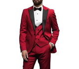 Riolio  Elegant Matching Men's Formal Wear Ensemble Men's Classic Suit 3-Piece Peak Lapel Blazer Vest Pant Slim Fit