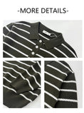 Riolio New American Trendy Men Polo Neck Sweaters Light Luxury Striped Knit Long Sleeve Pullover Tops High Quality Loose Knitwear M-3XL