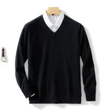 Riolio  Men's Cashmere Warm Pullovers Sweater V Neck Knit Autumn Winter Fit Tops Male Wool Knitwear Jumpers Bottoming shirt Plus Size
