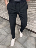 Riolio Men's Drawstring Sweatpants Fashion Crease Details Street Style Elastic Waist Head Jogger Daily Casual Pants Light Business