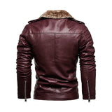 Riolio Autumn and Winter Artificial Leather Fur Integrated Men's Jacket Fashion Casual Lapel Lamb Fleece Motorcycle Thickened Zipper To