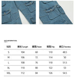 Riolio Y2K Style Multi-pocket Tooling Jeans Men's American Retro Street Harajuku Trousers Washed Mopping Pants Youth Clothing