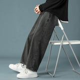 Riolio Men Daily Simple Outside Sports Casual Jeans Male Basic Straight Leg Denim Pants Popular High Quality Wide Leg Denim Trousers