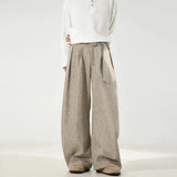 Riolio  Women's High-Waisted Wide-Leg Pants with Belt Cuffed Hem Casual