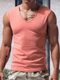 Riolio  Fashion Sleeveless Tee Tops Summer Men Solid Color Casual Tank Top Clothes Mens Loose V Neck Vest Pullovers Male Streetwear