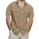 Riolio  Men's Short Sleeve Button-Down Shirt with Dual Pockets