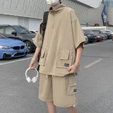 Riolio  Trendy Couple Matching Short Sleeve Zipper T-Shirt Set Loose Men's Spring Summer Fashion Brand Casual Workwear Clothing