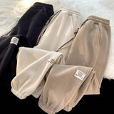 Riolio winter outfits men Korean Style Autumn and Winter Men and Women Street Personality Loose Wide Leg Bound Sports Pants Couple Simple Casual Pants