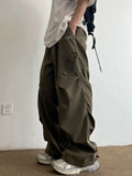 Riolio  Techwear Parachute Cargo Pants Men Hip Hop Wide Leg Trousers Male Quick Drying Streetwear Loose Oversize Korean Hip Hop