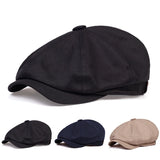 Riolio Mens Retro Newsboy Caps Stitching Berets Cap Autumn Winter Vintage Painter Octagonal Hats Gorras