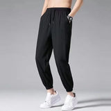 Riolio Men's Summer Thin Ice Silk Quick Dry New Loose Sports Trend All Tie Feet Casual Pants Sweatpants 90s Vintage Clothes