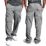 Riolio Mens Sweatpants Straight Fit Joggers for Sports and Streetwear Loose Oversized Drawstring Long Pants Men Multi-pocket Pants