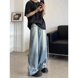 Riolio  Hong Kong Style Wide-leg Jeans for Men in Spring Autumn New Style Loose-fitting Trendy Pants