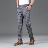 Riolio  Luxury Brand Men's Stripe Plaid Casual Pants Men Army Green Four Seasons High Quality Business Trousers Men's Slim Straight Pant