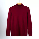 Riolio New Korean Fashion Men Sweater Light Luxury Trendy Turtleneck Knit Solid Color Pullover Leisure Retro Long Sleeve Basic Knitwear