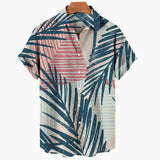 Riolio Summer Hawaiian Shirt For Men 3D Retro Coconut Tree Pattern Short Sleeve Vacation Breathable Casual Design Clothing Fashion