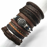 Riolio 10 Pcs/set Black Wrap Woven New Fashion Handmade Men Bracelets Male Women Leather Bracelets Men Bangle Jewelry Gift