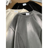 Riolio American High Street Niche Suede Short-sleeved T-shirt Men's Summer Korean Style Fashion Reflective Strip Loose T-shirt Urban