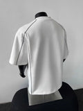 Riolio  American High Street Bright Line T-shirt Short-sleeved Men's Summer Loose Round Neck Drop Rotator Sleeve Top