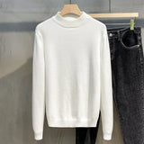 Riolio  Half-turtleneck Sweater for Men, Long-sleeved Korean Style Trendy Knitted Sweater with Bottoming Shirt, Hong Kong Style Casual