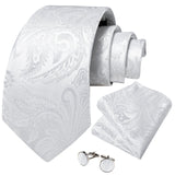 Riolio Fashion Men's Tie Set Hanky Cufflink with Tie Tack Silver Ring 8cm Solid Classic Wedding Party Accessories Gravata Gift