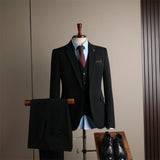 Riolio  Men's Formal Solid Business Suit Set 3 Pieces,Classic Elegant Suits Wedding Groom Best Man Outfit,Notched Lapel Tuxedo For Men