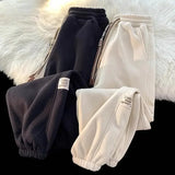 Riolio winter outfits men Korean Style Autumn and Winter Men and Women Street Personality Loose Wide Leg Bound Sports Pants Couple Simple Casual Pants