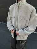 Riolio Street Zipper Jacket High-end Handsome Stand-up Collar Coat American 2025 Retro Handsome Work Jacket Loose Top Urban
