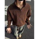 Riolio  Autumn American Corduroy New Retro Zipper Stand Collar Sweatshirt Men's Long Sleeve Top Loose Casual Jacket