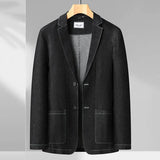 Riolio Spring and Summer Men's Thin Cotton Monochrome Suit Loose Denim Casual Suit Jacket Coat(oversized plus size)