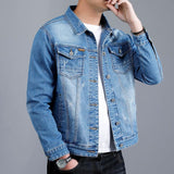 Riolio Spring New Men's Casual Cotton Denim Jacket Classic Style Fashion Slim Washed Retro Blue Jeans Coat Male Brand Clothing