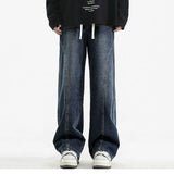 Riolio American autumn men and women trendy personalized washed straight leg jeans for couples simple retro loose casual pants y2k