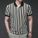Riolio  European Slim-fit Striped Men's Polo Shirt T-shirt with Collar New Casual Summer Short-sleeve Top T-shirt