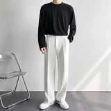 Riolio New Men White Straight Pants Fashion Korean Loose Suit Trousers Casual Draped Baggy White Wide Pant Male Streetwear
