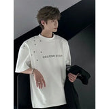 Riolio European and American Summer Trendy Handsome Personality Letter Round Neck Short Sleeve Couple Hip Hop Loose Casual T-shirt Top